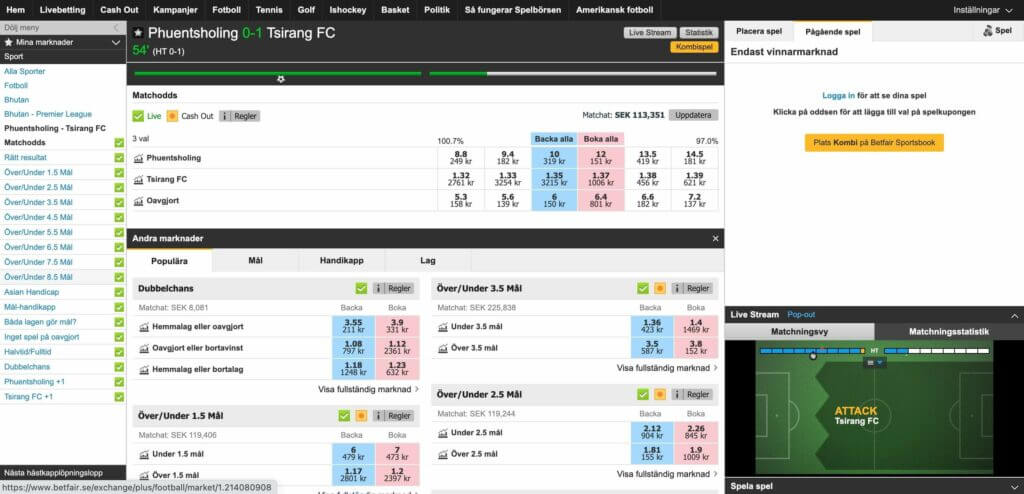 Betfair live betting